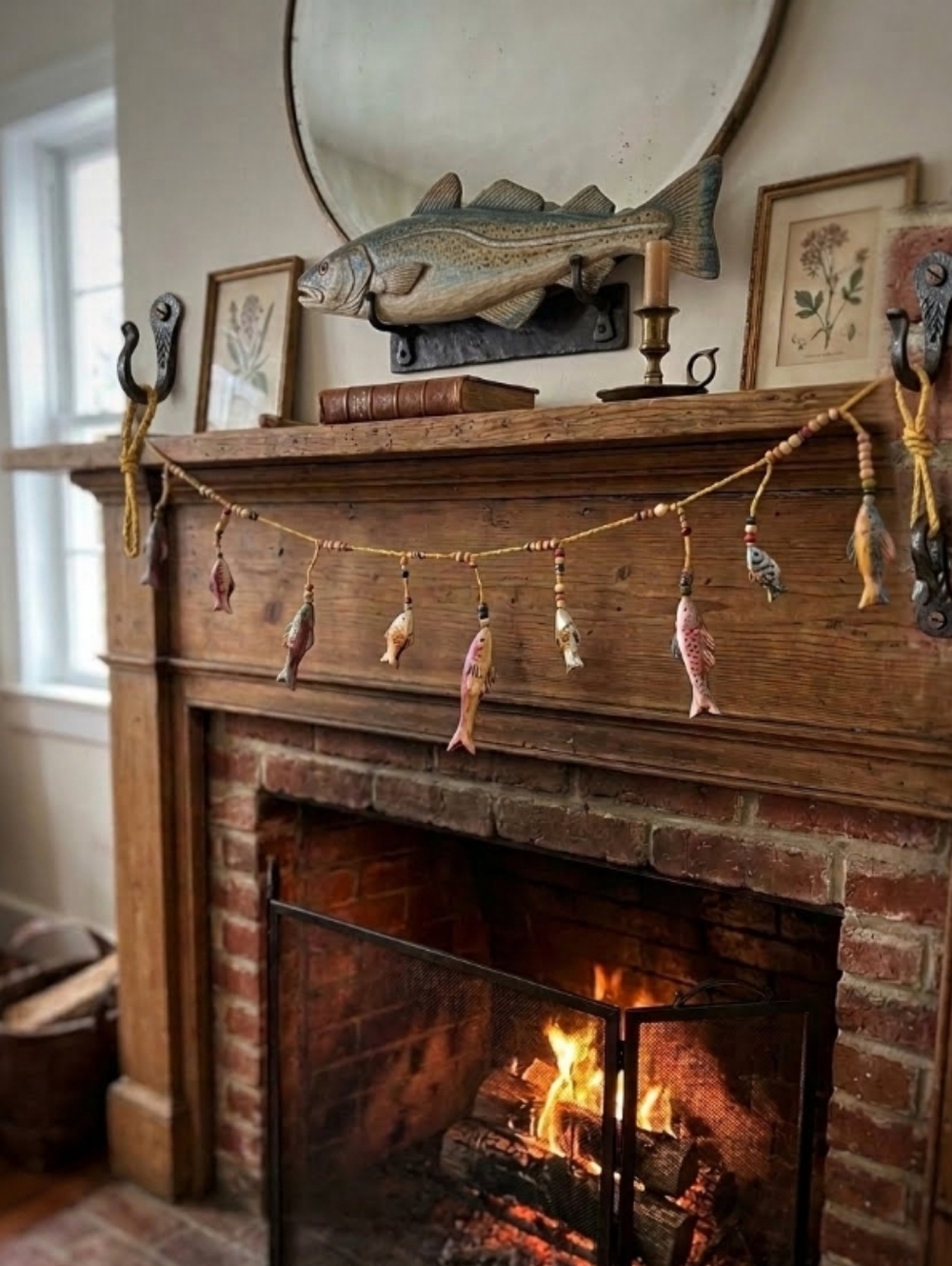 Handcrafted Multicolor Fish Garland Wall Hanging - Nautical Fish Decor